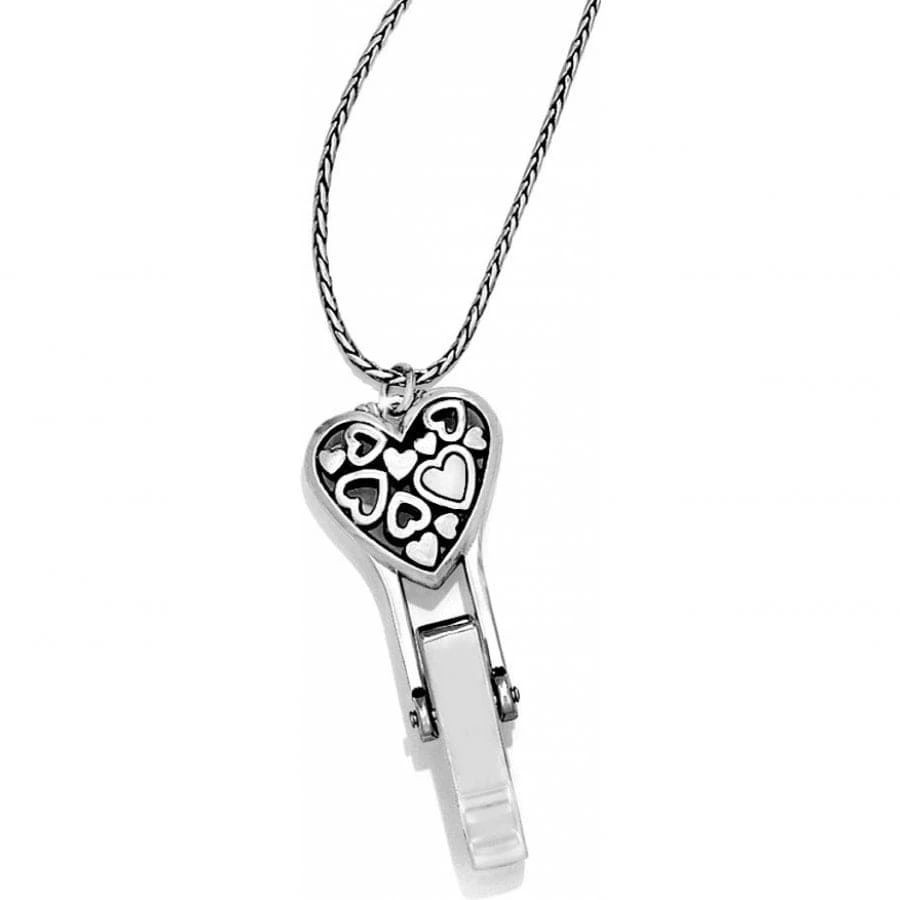 Floating Heart Badge Clip Necklace - Image 2