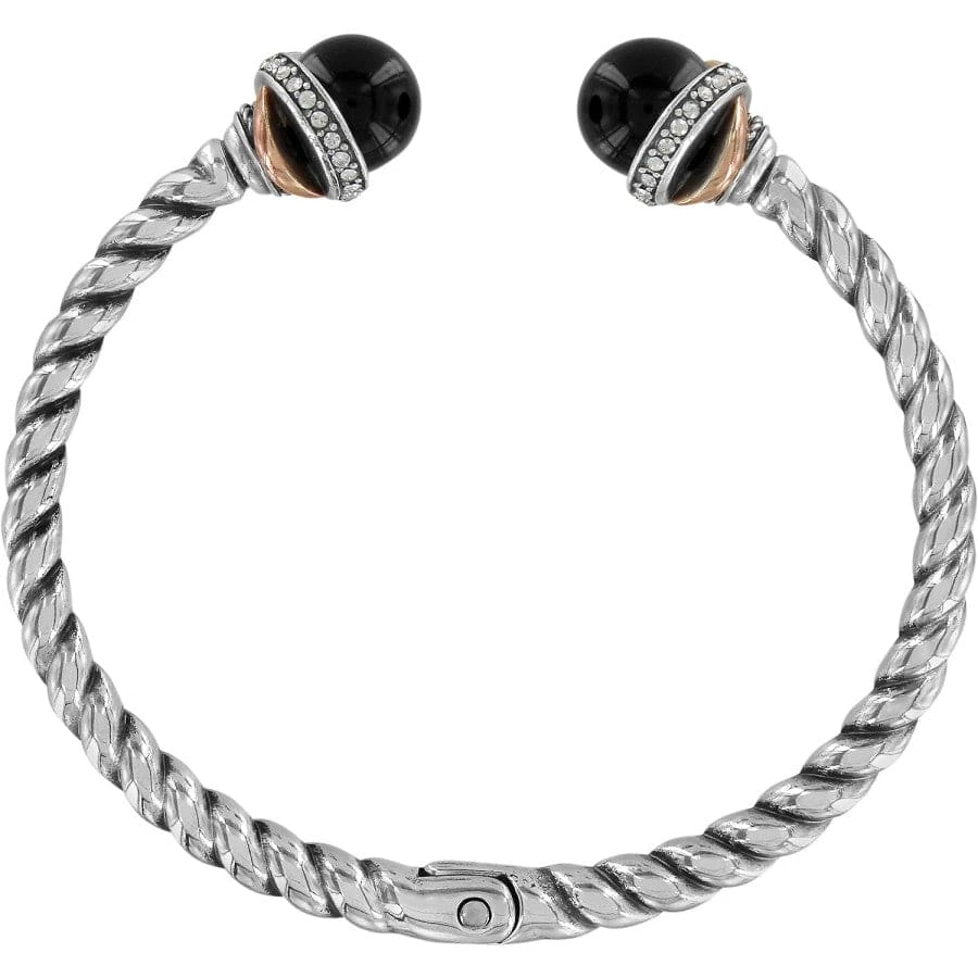 Neptune's Rings Black Agate Open Hinged Bangle - Image 2