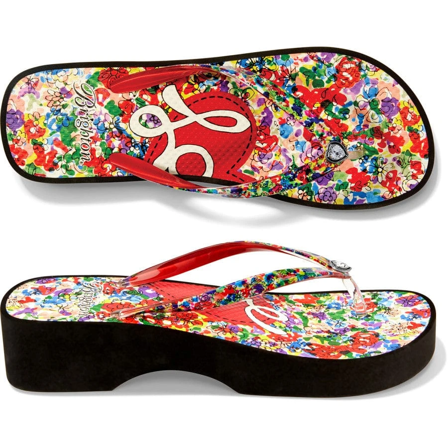 Posies Wedge Flip Flops - Image 2